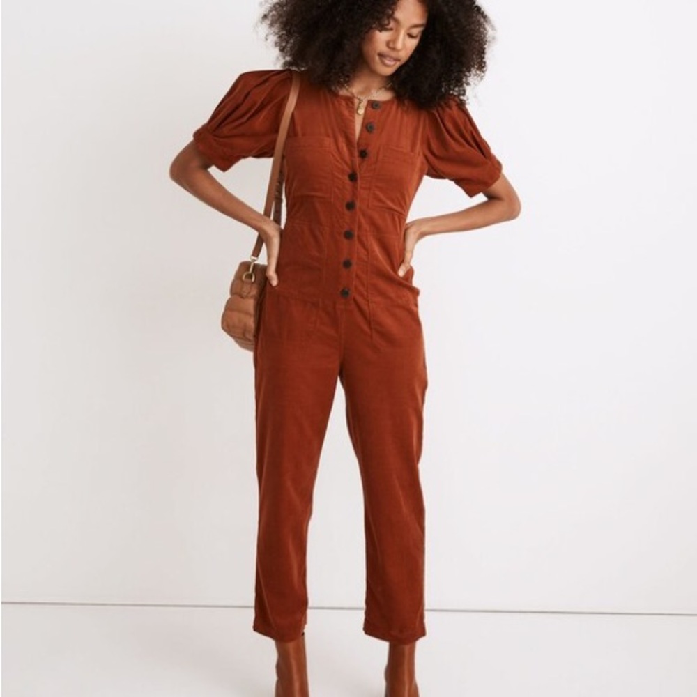 Madewell puff sleeve corduroy jumpsuit, size 2